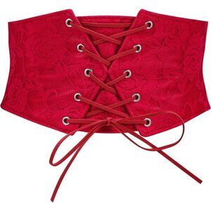 Women Waist Belt Corset Lace Up Tied Elastic Wide Belt for Dresses Halloween